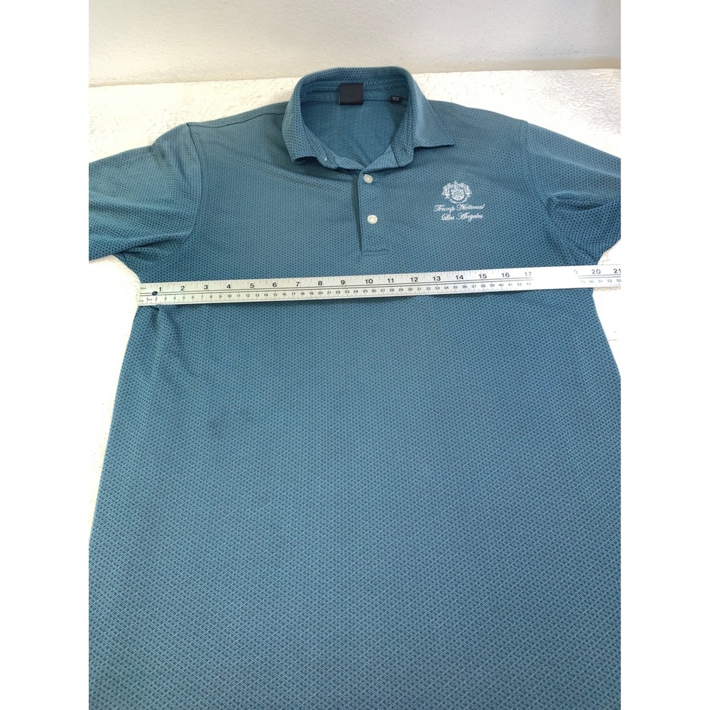 Dunning Golf Mens Polo Shirt Teal Geometric Trump National Los Angeles Size M - Picture 7 of 10